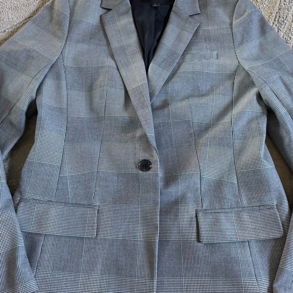 Banana Republic Long & Lean black white plaid Blazer single button 10 tall - Picture 9 of 10